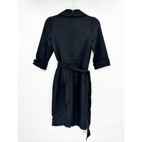 Black Halo Lucinda Faux Wrap Coat Dress in Black Size 0 - Picture 5 of 6